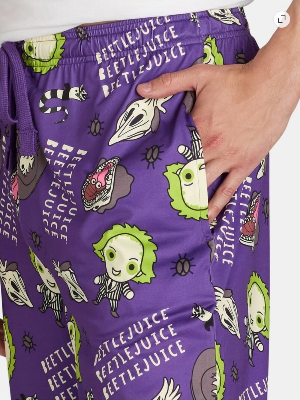 Beetlejuice Bioworld Chibi Sandworm Graphic Pajama Lounge Sleep Pants Mens XL - Picture 2 of 6